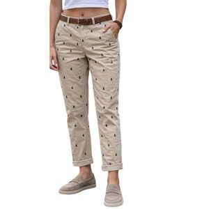 J.Crew High-Rise Girlfriend Holiday Christmas Tree Chino Pants